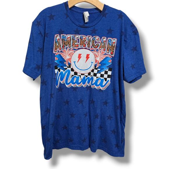 CODE FIVE LAT Apparel Women’s Blue Patriotic Graphic T-Shirt – Large - Picture 1 of 6
